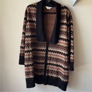 Exclusively Misook Cardigan Sweater Chevron Stripe 2X